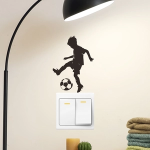 Football Boy Silhouette Wall Sticker Creative Sports Switch Decor PVC DIY Removable Black Decal For Kids Living Room