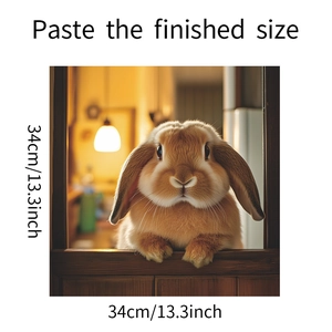 Close-up of cute lop-eared rabbit wall sticker with 34cm dimensions for home decor