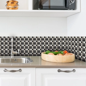Self-adhesive black and white mosaic tile stickers for kitchen backsplash decoration