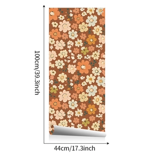 Detail view of retro floral self-adhesive wallpaper roll with size 100cm x 44cm