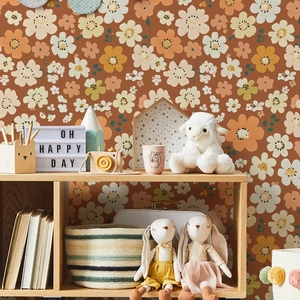 Bohemian Floral Wall Sticker Self Adhesive PVC Vintage Daisy Wallpaper For Bedroom Living Room Furniture Renovation Wall Decal