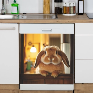 Charming lop-eared rabbit wall sticker for kitchen cabinet and home background decoration