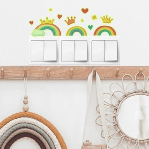 Cartoon rainbow crown and heart switch stickers for cozy bedroom and home decoration