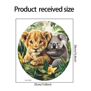 Cartoon lion and koala wall sticker dimensions 35x39cm for nursery bathroom decor