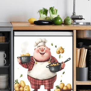 Sticker cuisine décoratif chef cuisinier pour lave-vaisselle ou façade de frigo