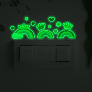 Glow in the dark cartoon rainbow crown heart star wall stickers for light switch decor