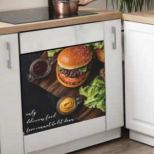 American Style Hamburger Realistic Pattern Kitchen Decorative Sticker PVC Waterproof Self Adhesive Wall Decal For Restaurant Decor