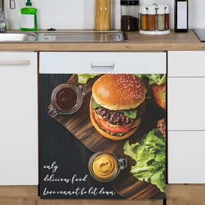 Self-adhesive burger and tomato sauce wall sticker for kitchen and restaurant decoration