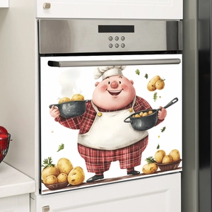 Sticker mural chef dessin animé et pomme de terre pour décoration de four et cuisine