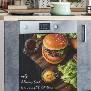 Self-adhesive burger design kitchen appliance sticker for dishwasher and washing machine