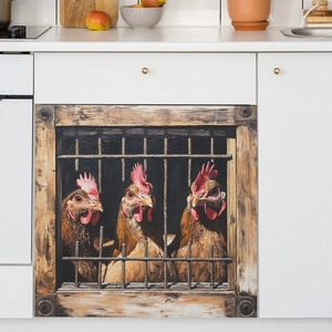 3D Rooster Chicken Dishwasher Sticker PVC Kitchen Cabinet Background Decoration Farmhouse Wall Decal Home Decor Art