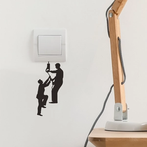 Creative Workers Silhouette Switch Sticker Black PVC Interactive Wall Decal For Living Room Bedroom Home Decoration