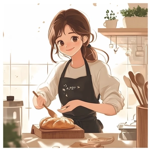 Japanese bakery girl poster wall sticker for kitchen cabinet background decoration