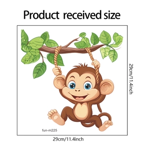 Cartoon monkey wall sticker product dimensions showing size specifications of 29cm x 29cm