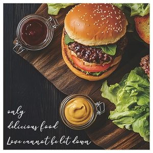 Self-adhesive American burger and tomato sauce wall sticker for kitchen restaurant decor