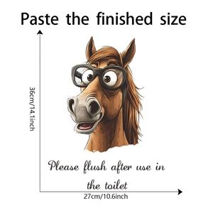 Sticker toilette tête de cheval rigolo 36x27cm avec texte de rappel de chasse