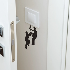 Creative black silhouette worker wall stickers for light switch home decoration