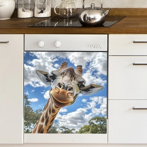 Giraffe against blue sky self-adhesive sticker for dishwasher or oven decoration