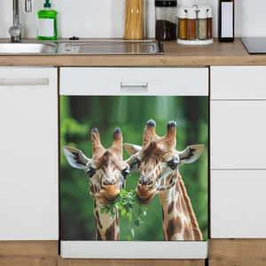 Adesivi divertenti con giraffe per lavastoviglie e mobili da cucina decorativi