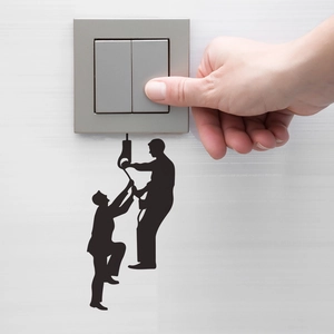 Creative worker silhouettes wall stickers for light switch decoration in black PVC