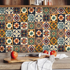 Retro Moroccan style self-adhesive tile stickers for kitchen backsplash decoration