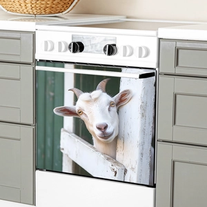 Cute white lamb peeking over fence decorative sticker for kitchen oven and dishwasher
