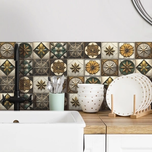 European vintage pattern 3D wall tile stickers for kitchen backsplash decoration