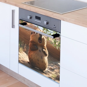 Adesivo da cucina 3D marmotta divertente con design animale per decoro forno