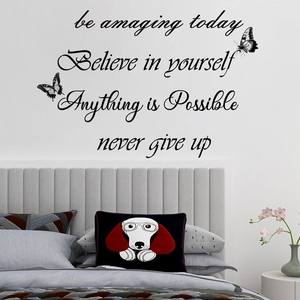 Inspirational English quotes wall stickers with butterfly decals for bedroom decor