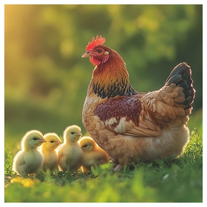 Pastoral style rooster and chicks self-adhesive dishwasher sticker for home decor