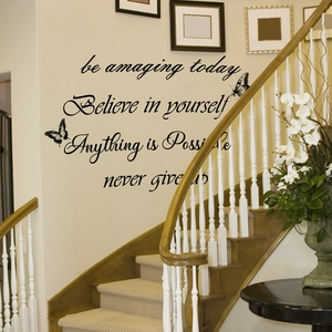 Inspirational English Quotes Wall Stickers With Butterfly Removable PVC Wall Decal For Living Room Office Home Decor