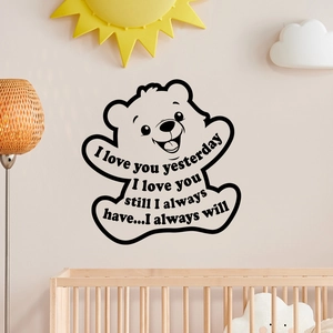 Sticker Mural Ours Dessin Animé Slogan Anglais PVC Amovible DIY Peinture Murale pour Chambre d'Enfant Salon Décoration Maison
