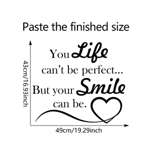 Dimensional details of motivational quote wall decal with heart and elegant typography