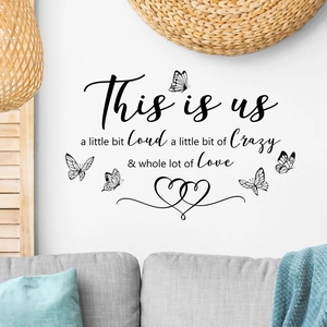 Loud Crazy Love English slogan wall sticker with butterflies for home living room decor