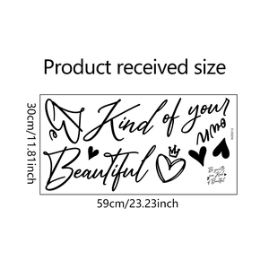 Detail view of WZ9012 wall sticker layout with 59x30cm size measurements and text