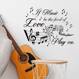 Sticker mural avec citation de Shakespeare et notes de musique pour décoration intérieure