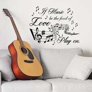 Sticker mural musique avec citation de Shakespeare et notes pour salon décor