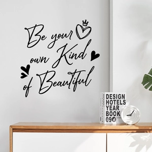 Be Your Own Kind of Beautiful wall decal with hearts and crown for home bedroom decor