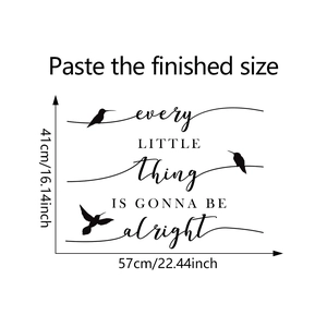 Detail view of bird wall sticker with sizes 57x41cm showing every little thing quote
