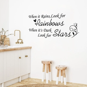 Inspirational English quote wall sticker with rainbows and stars text for home decoration