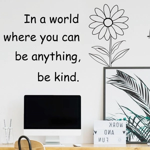 Be Kind sunflower wall sticker with inspirational quote for home and office decor