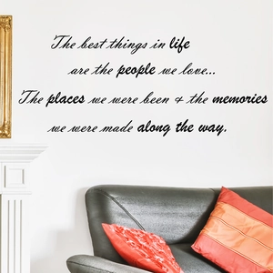 Artistic English quotes wall sticker in black cursive for minimalist living room decor
