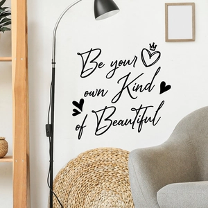 Be Your Own Kind of Beautiful wall sticker with heart and crown for home decor