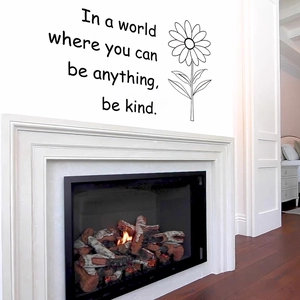 Sunflower wall sticker with quote In a world where you can be anything be kind