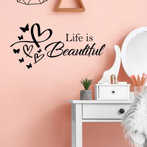 Elegant Life is Beautiful wall sticker with butterflies for living room home decor