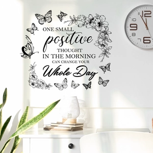 Inspirierender Wandaufkleber mit Schmetterling und Blumen für die Heimdekoration