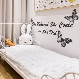 Inspirational wall decal with butterfly accents for home and bedroom decoration