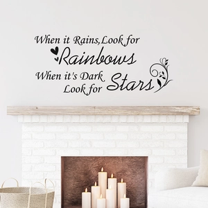 Inspirational English quote wall sticker with black matte PVC floral lettering