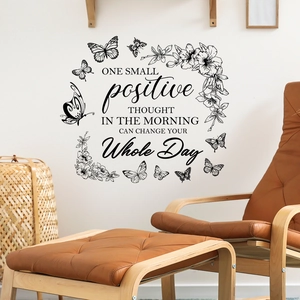 Motivierende Englische Zitate Wandtattoo Schmetterling Blume PVC Abnehmbar DIY Kunst Aufkleber Für Wohnzimmer Schlafzimmer