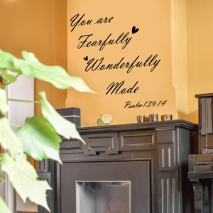 Inspirational Bible verse wall decal Psalm 139:14 for home living room decor